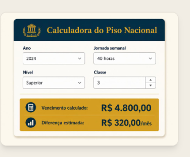 Prévia da interface da Calculadora do Piso Nacional do Magistério