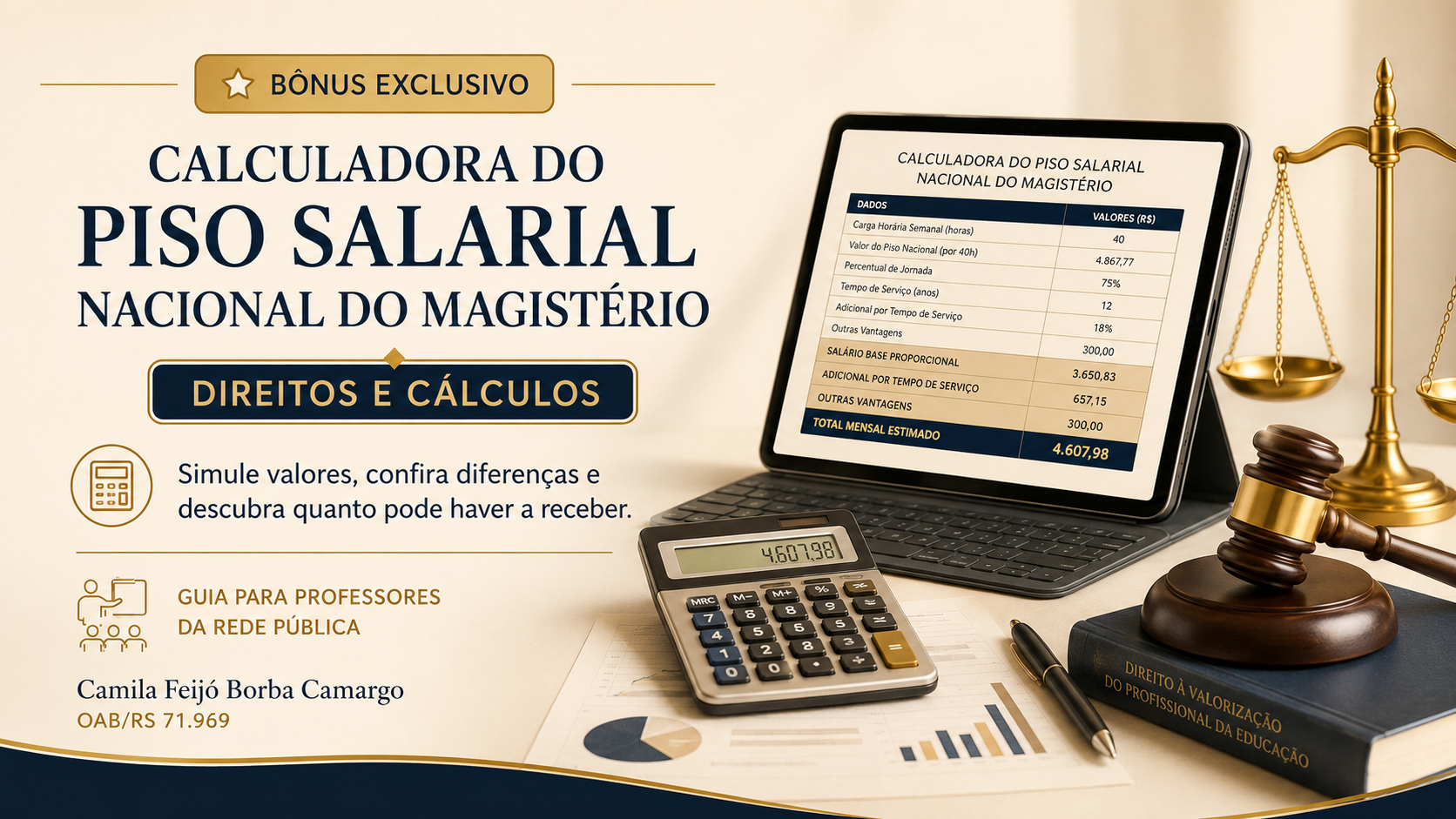 Calculadora do Piso Salarial Nacional do Magistério — Direitos e Cálculos